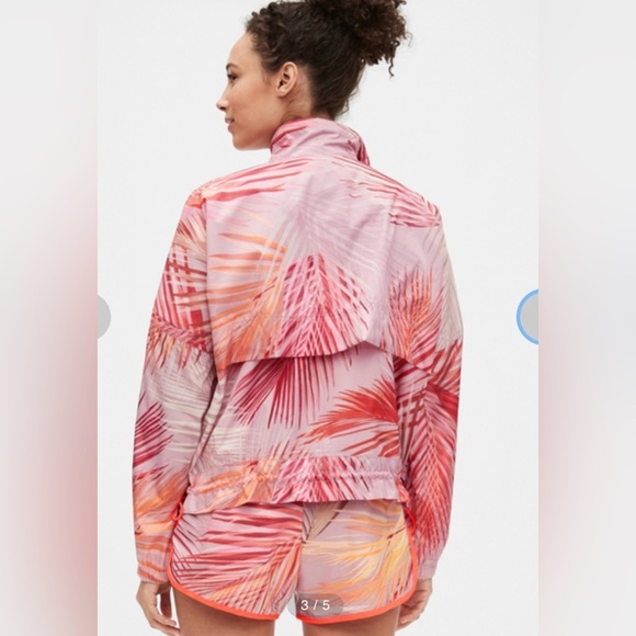 *GAP FIT Lightweight Windbreaker Jacket - Pink Coral Palm Print - Women’s Size M - Picture 3 of 7
